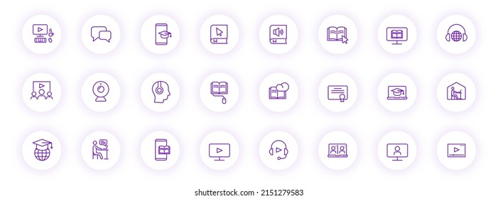 E Learning Purple Color Outline Icons Stock Vector (Royalty Free ...