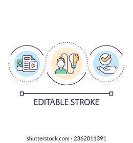 E learning resources loop concept icon. Access to education online. Student opportunity. Development abstract idea thin line illustration. Isolated outline drawing. Editable stroke. Arial font used