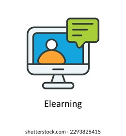 E learning Vector  Fill outline Icons. Simple stock illustration stock