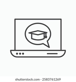 E learning vector icon isolated in black line