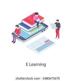 E learning vector in isometric design 