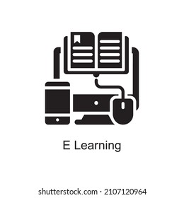 E Learning vector Solid Icon Design illustration. Educational Technology Symbol on White background EPS 10 File
