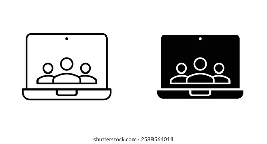 E learning vectors icons set in filled and strokes on white background