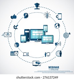 E- learning - webinar concept background