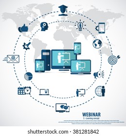E- learning - webinar concept background