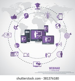 E- learning - webinar concept background