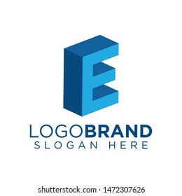 E Letter 3d Logo vector