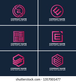 E Letter Abstract Logo Design Set 