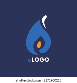 e Brief abstraktes, einfaches Logo, großartige Silhouette einer Flammenvektorgrafik