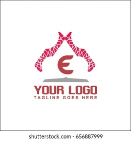 E letter abstract trendy multicolored logo design element. Visual brand identity for business company 