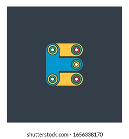 E letter alphabet rounded design abstract logo