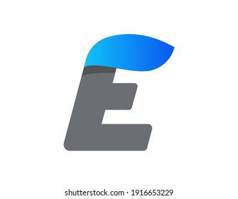 E letter aqua font, blue water drop design