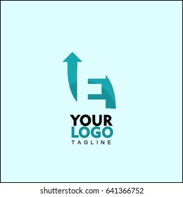 E Letter with Arrow Faster Logo Template vector icon illustration design