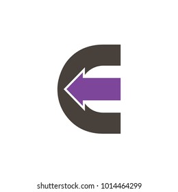 E letter with arrow logo design vector
