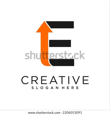 E Letter with Arrow Logo Design Template