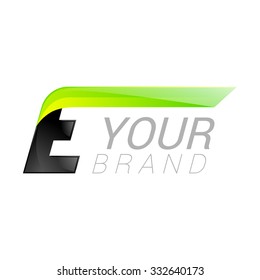E letter black and green logo design Fast speed template elements