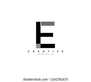 E Letter With Black Lines Design Logo