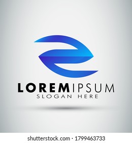 E letter blue gradient logo design template