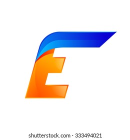 E letter blue and Orange logo design Fast speed design template elements for application.