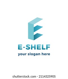 E letter blue shelf logotype 