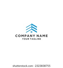 E letter with Building logo design vector illustration	
