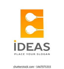 E Letter with bulb lamp vector logo template. This graphic suitable for idea. 