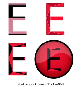 E letter, button icon