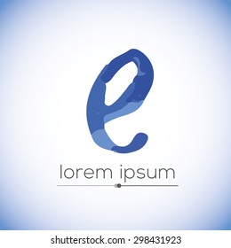 E letter calligraphic hand drawn vector logo (sign, symbol, icon). Letter e handwritten by dry brush. Rough strokes font. Vector illustration. Grunge style  alphabet.