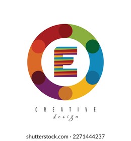 E letter Circle logo design with circle with colorful logo