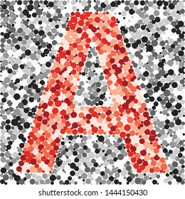 E letter color distributed circles dots illustration