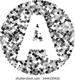 E letter color distributed circles dots illustration