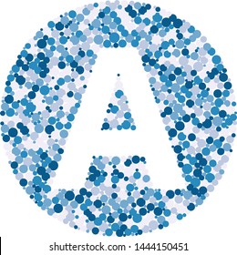 E letter color distributed circles dots illustration