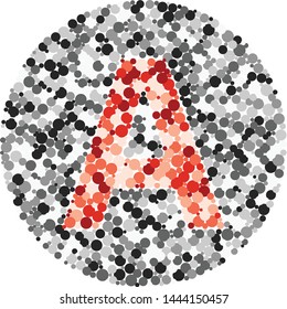 E letter color distributed circles dots illustration