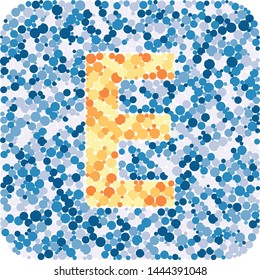 E letter color distributed circles dots illustration