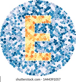 E letter color distributed circles dots illustration