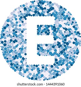 E letter color distributed circles dots illustration