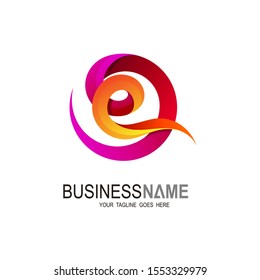 E letter colorful logo in the circle. Vector design template, Abstract Letter E Logo