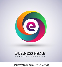 E letter colorful logo in the circle. Vector design template elements for your application or company identity.