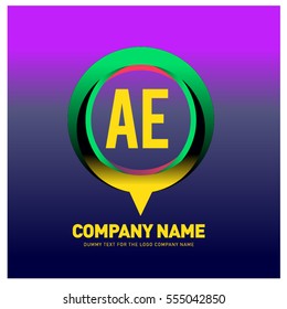 A and E letter colorful logo in the circle. Vector design template elements for your application or company identity.
