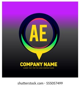 A and E letter colorful logo in the circle. Vector design template elements for your application or company identity.
