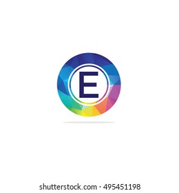 E Letter colorful logo in the hexagonal. polygon letter E