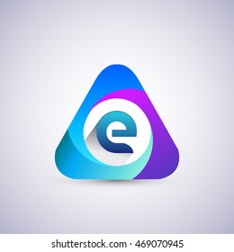 E letter colorful logo in the triangle shape, font icon, Vector design template elements for your application or company identity.