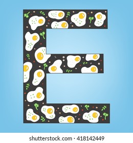 E letter. Coloring book. Vector alphabet