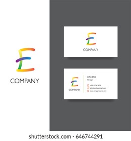 e letter company Logo and business card template