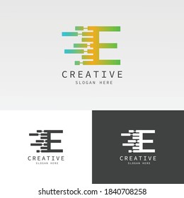 E Letter Company Logo Template Design with Creative Modern Trendy.