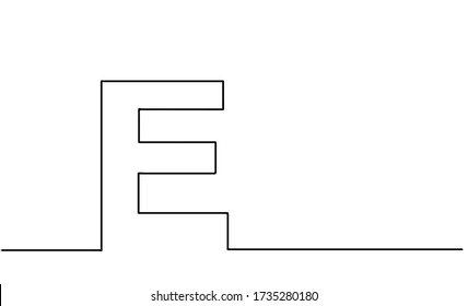 E letter continuous drawing. one line drawing of a E letter. vector illustration