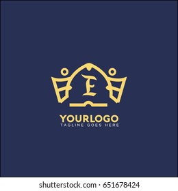 E letter creative king crown logo. Royal Palace Vector illustration.
