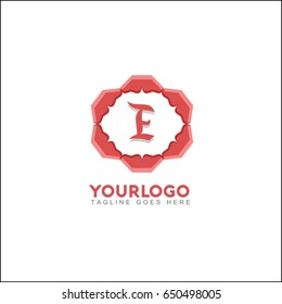 E letter cultural logo template .Monogram hexagon in Art Nouveau style