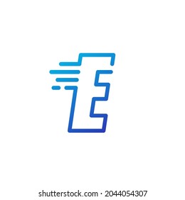 e letter dash fast quick digital mark line outline logo vector icon illustration