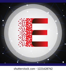 E Letter data tech logo concept with tech Background. letter with data vector template